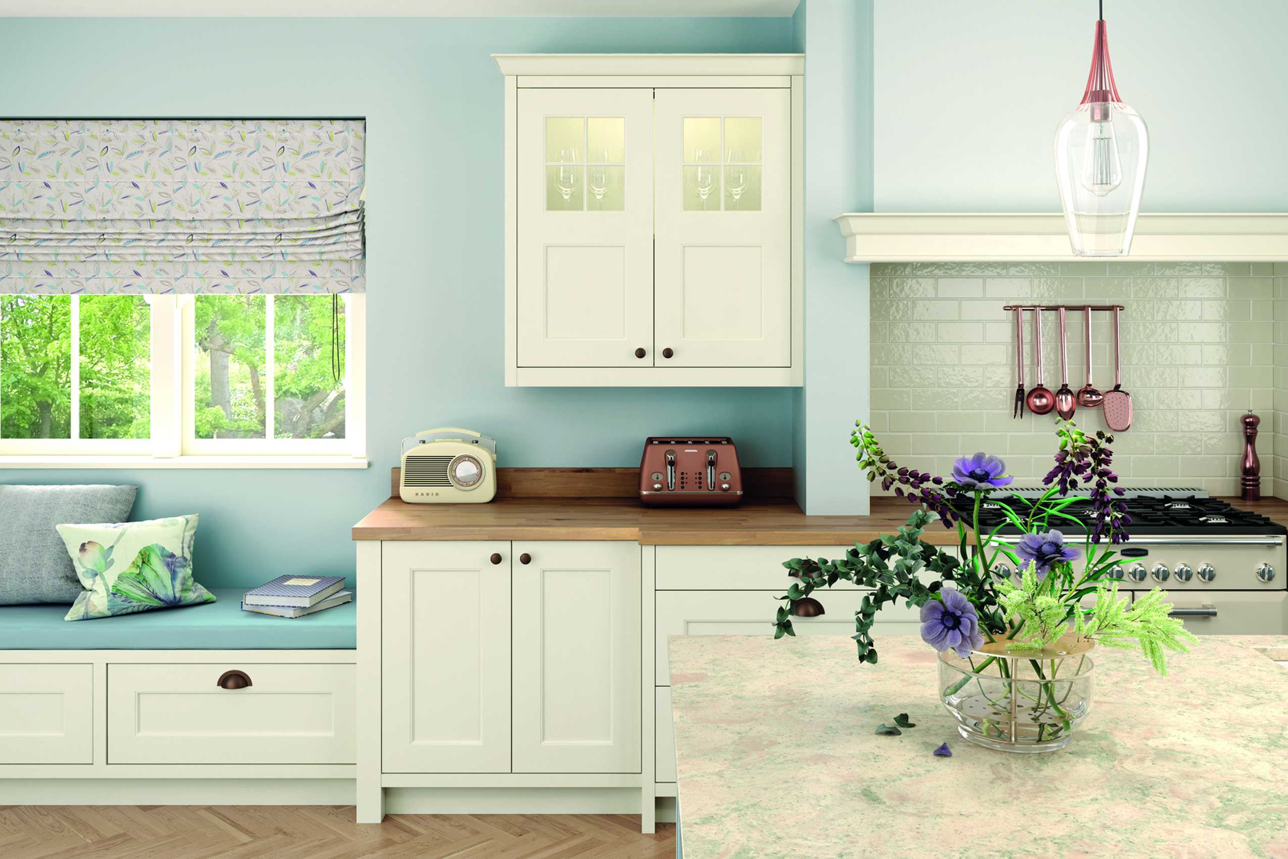 porcelain and pantry blue classic shaker kitchen cameo