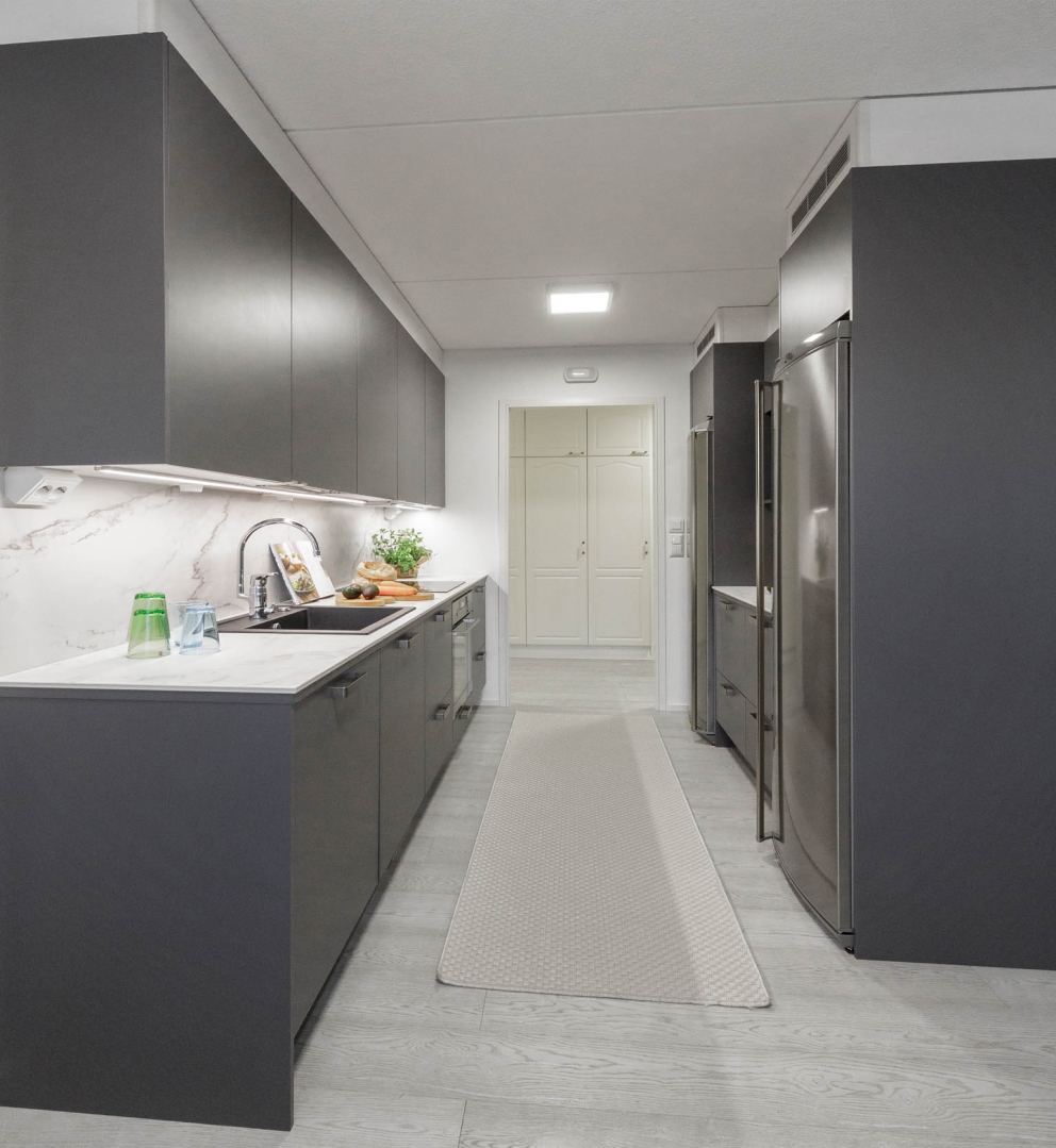 Miinus Eco Friendly Matte Grey Modern Galley Kitchen