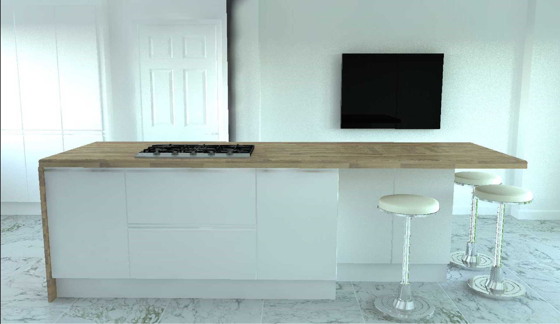 Modern White Gloss J Pull Handleless Kitchen Cheshire Og Kitchens