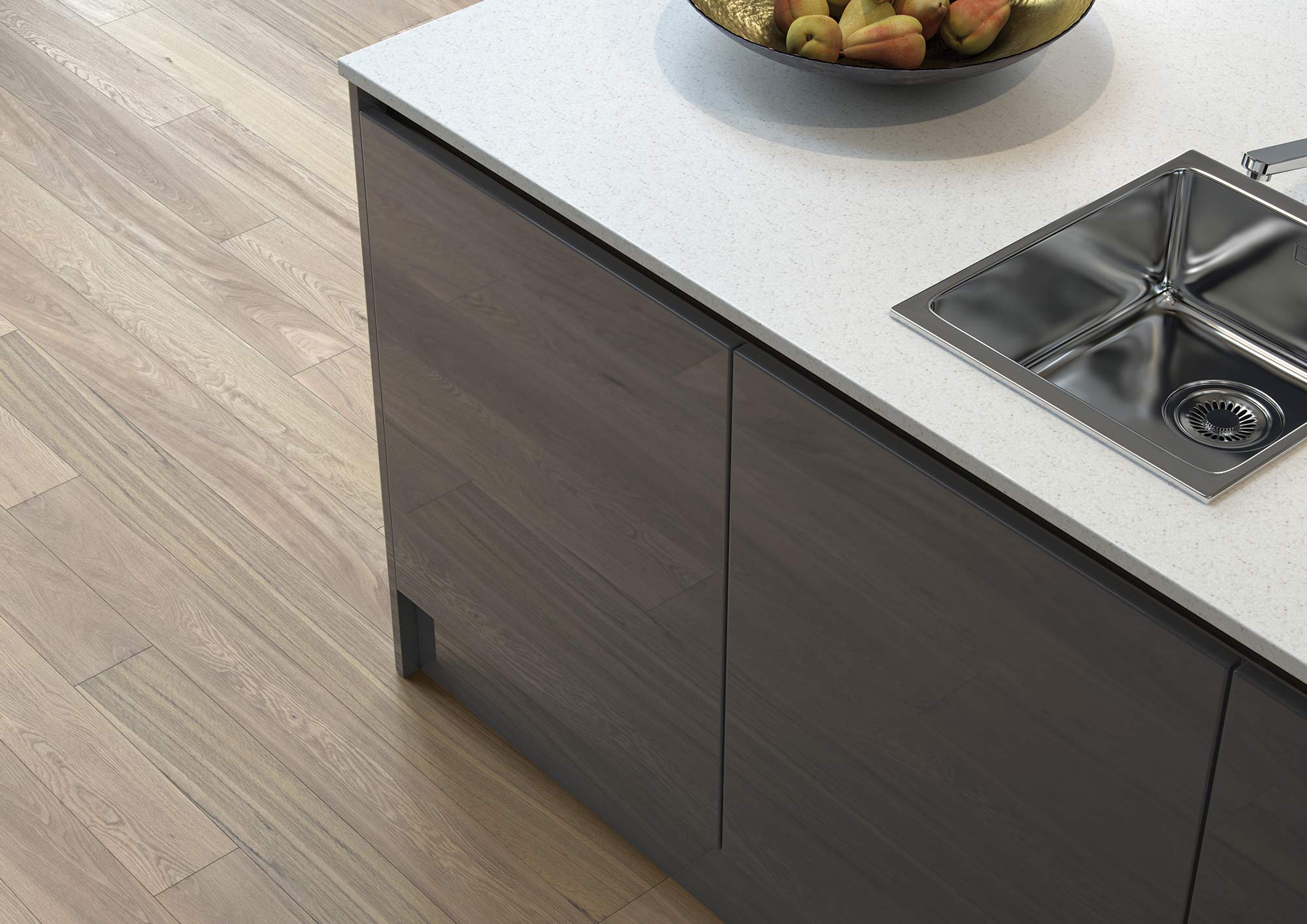 J-pull handleless gloss kitchen graphite and porcelain picture 4