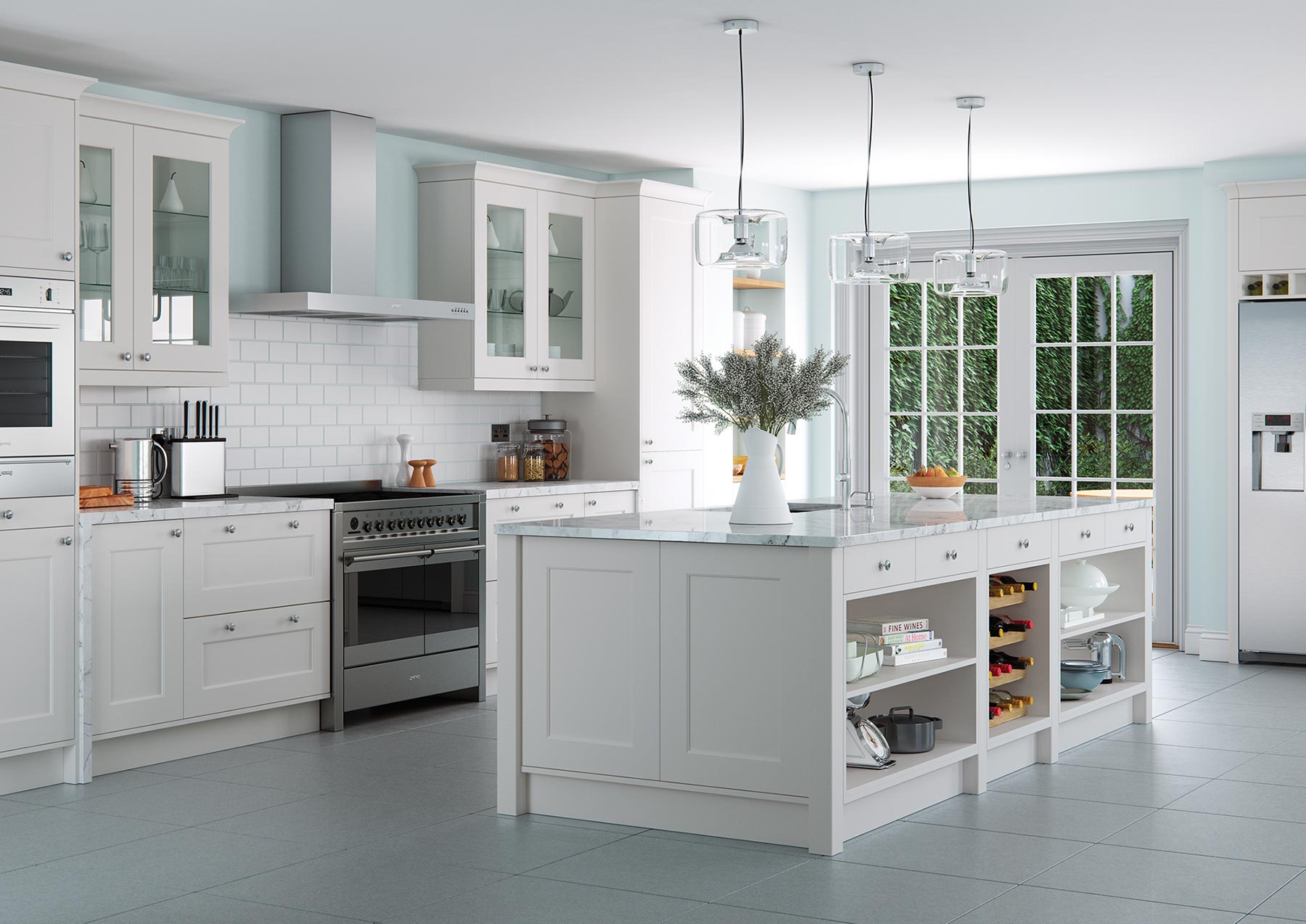 Light grey contemporary shaker style kitchen