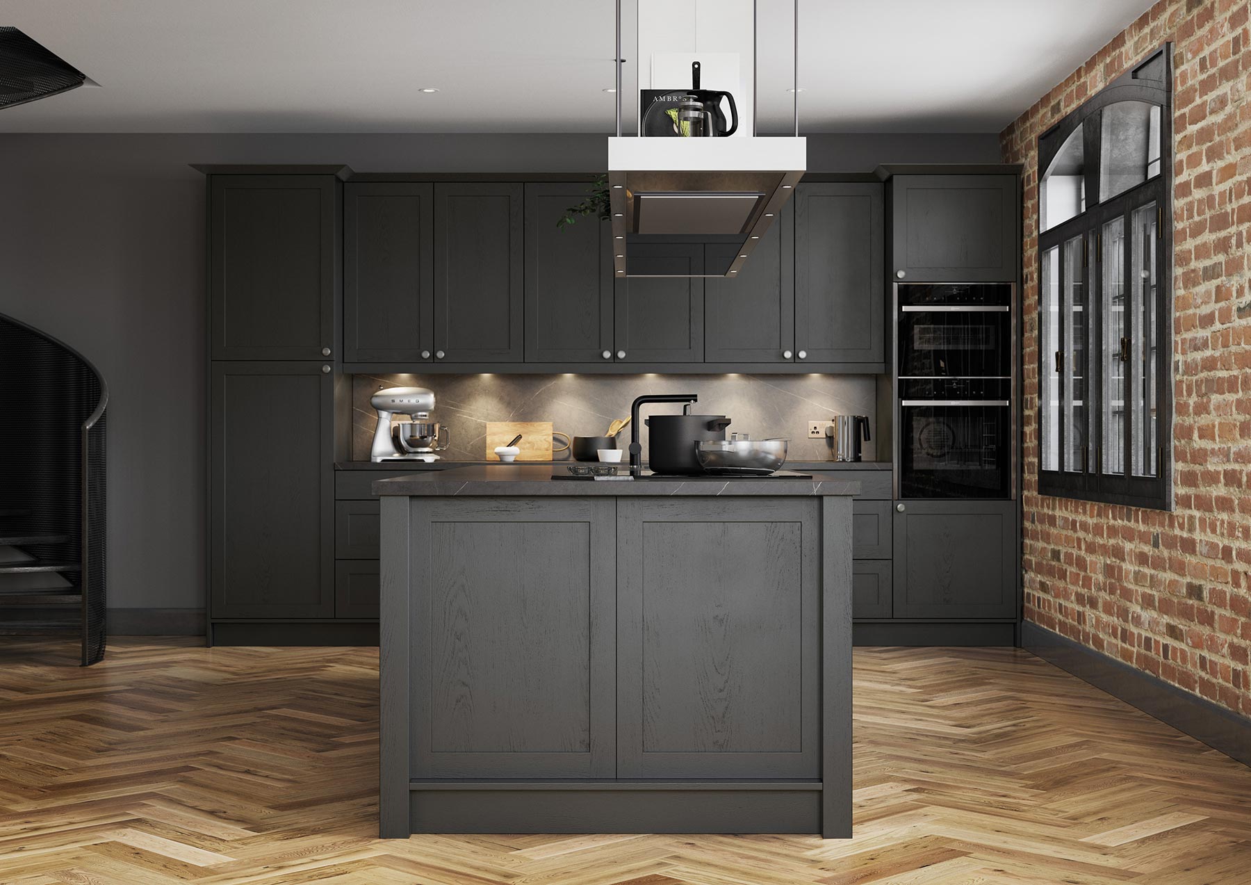Contemporary Skinny Shaker Kitchen Painted Graphite Grey