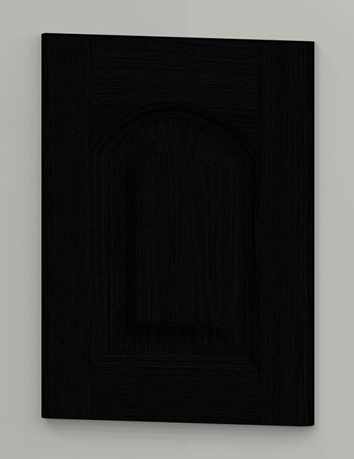hp50 solid oak arched frame door with oak veneered centre panel - black k49