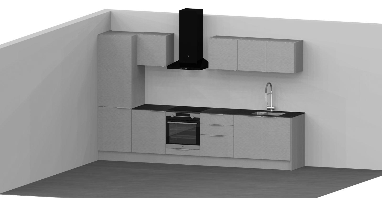 Default small miinus kitchen - black and white render