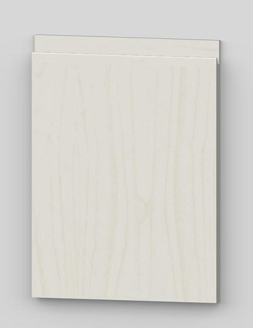 Vertical birch veneer j-pull flat door - transluscent white b11