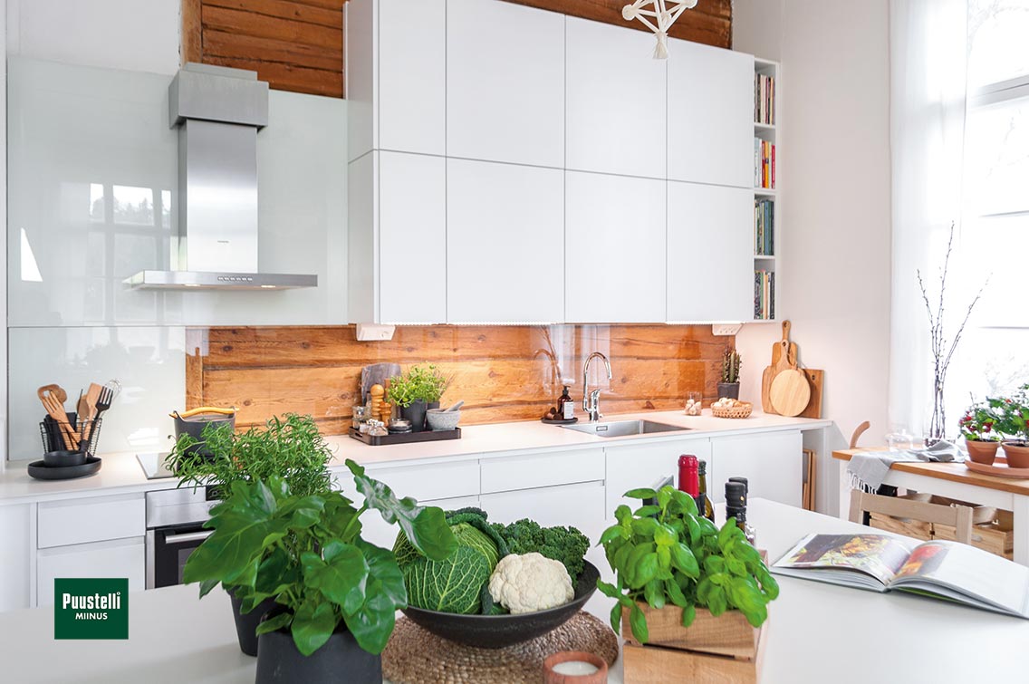 Puustelli Miinus white ecological handleless kitchen