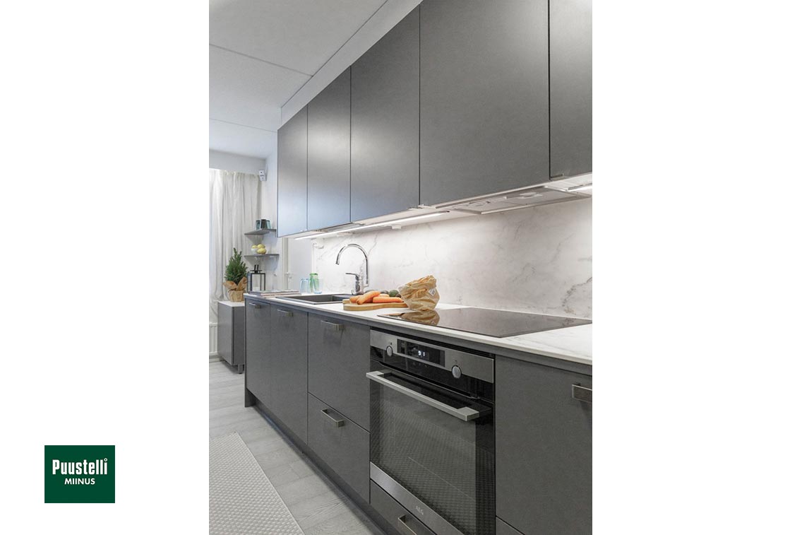 Pusstelli Miinus ecological kitchen matte dove grey wall units