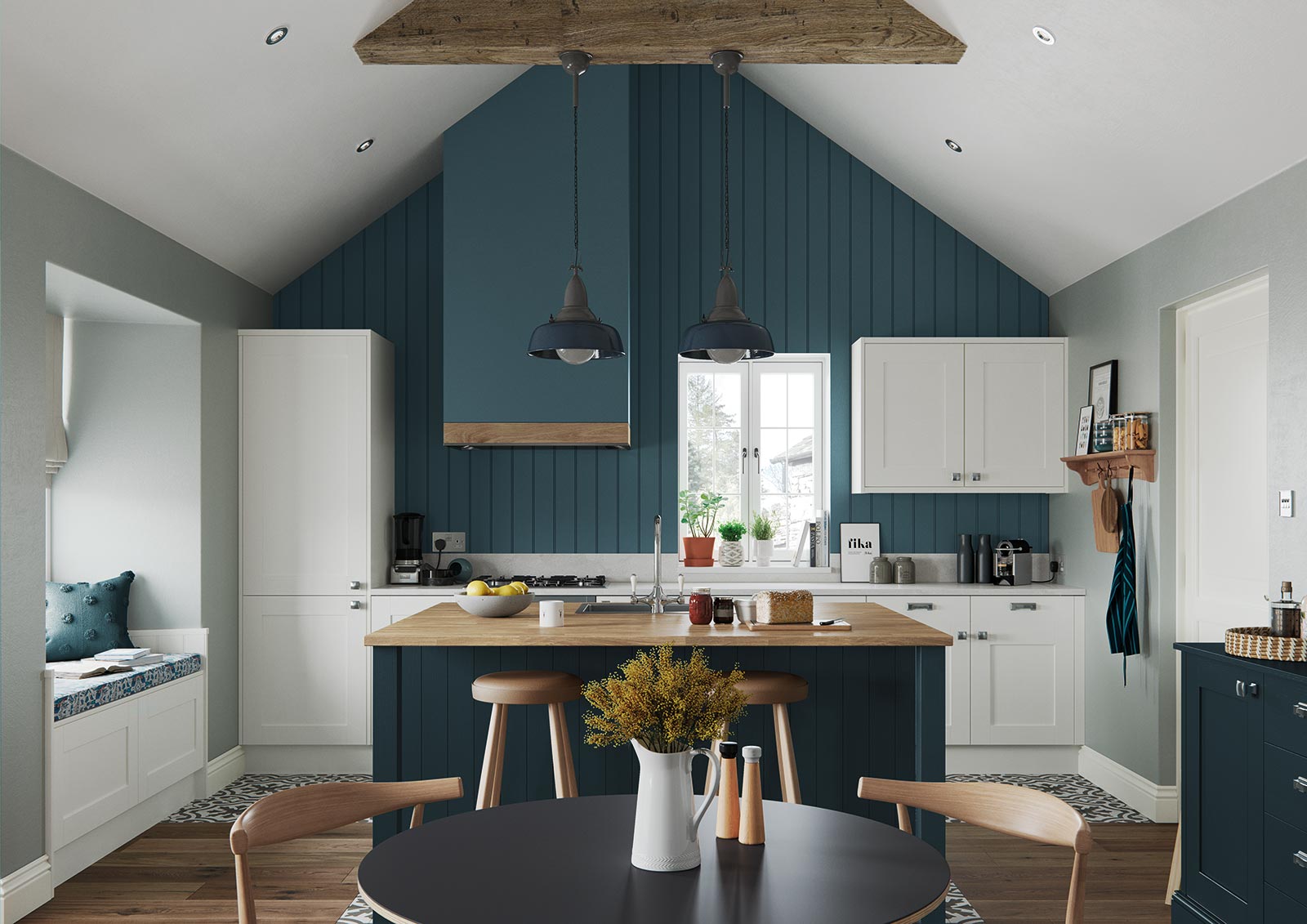 shaker style kitchen painted matte marine and porcelain main