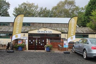 OG Kitchens Flags outside Cafe at Church Farm