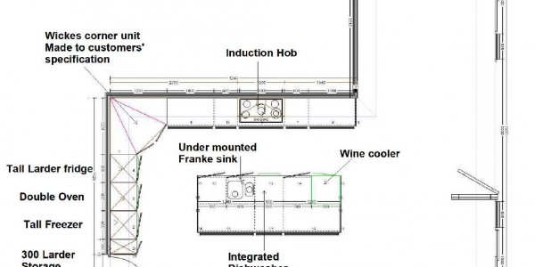 Modern handleless matte anthracite kitchen layout for Cheshire customer