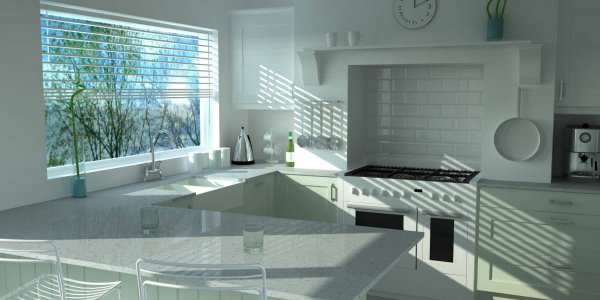 Shaker style kitchen high resolution render