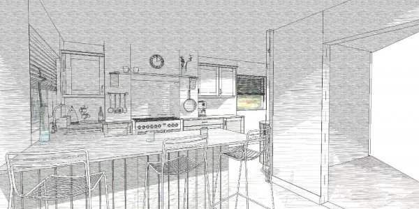 Shaker style kitchen sketch illustration 1