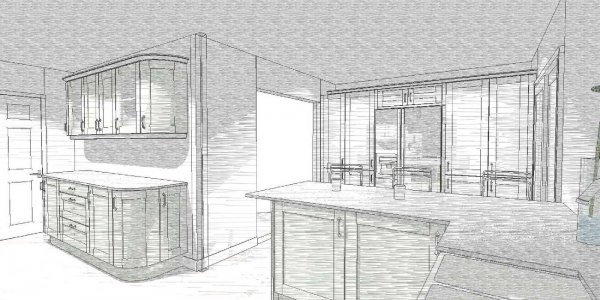 Shaker style kitchen sketch illustration 2