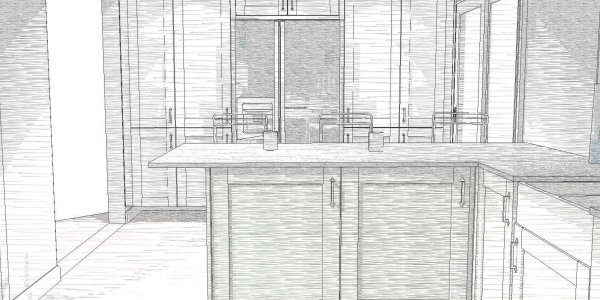 Shaker style kitchen sketch illustration 3
