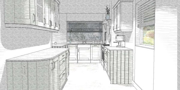 Shaker style kitchen sketch illustration 4