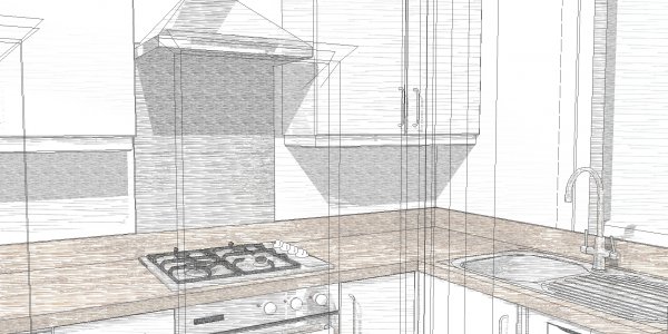 Small Gloss White Kitchen Sketch for East Wirral Customer