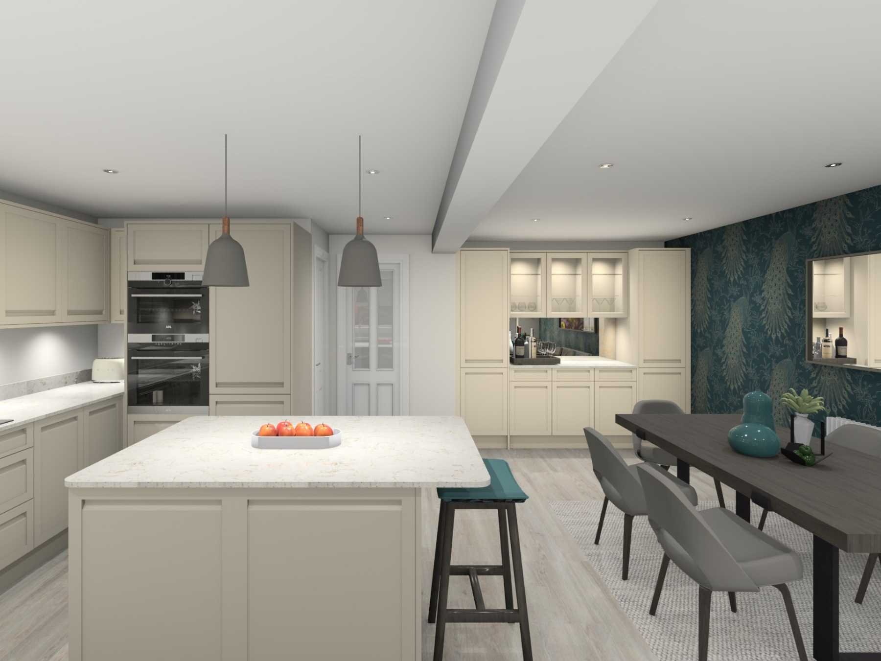 Handleless kitchen painted Shell in Barnston Wirral Picture 1