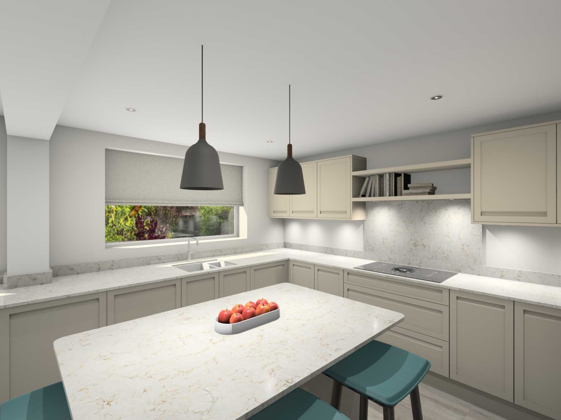 Handleless kitchen painted Shell in Barnston Wirral Picture 3