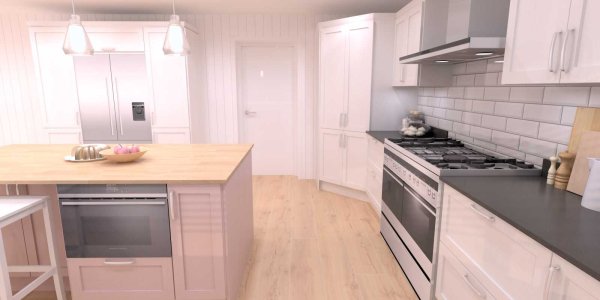 contemporary shaker style kitchen painted vintage pink and porcelain alternative view