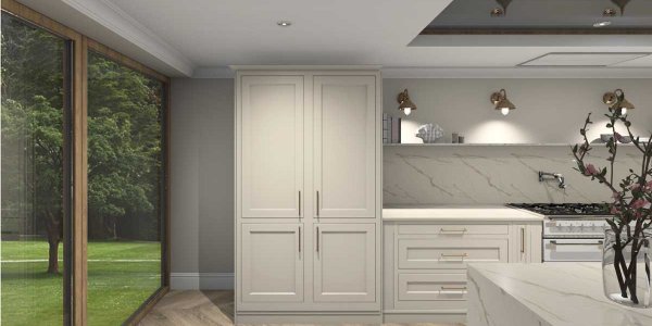 Inframe shaker style kitchen tall unit painted shell
