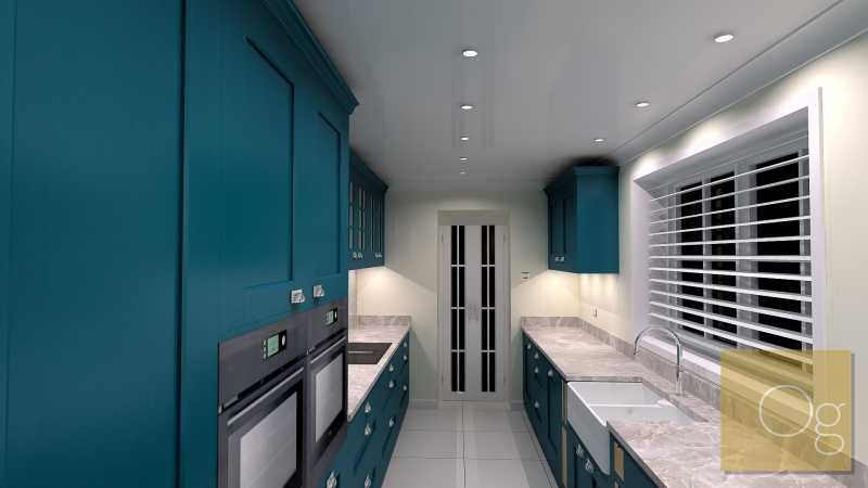 Inframe shaker kitchen marine blue straight angle