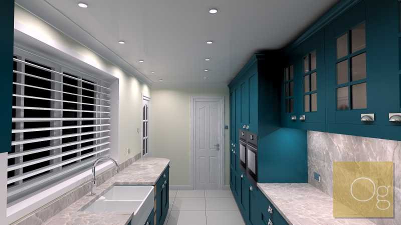 Inframe shaker kitchen marine blue straight angle 2