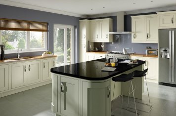 Contemporary in-frame cream painted shaker kitchen