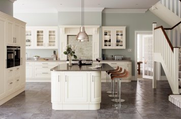 Traditional in-frame cream painted ash door kitchen marble worktops