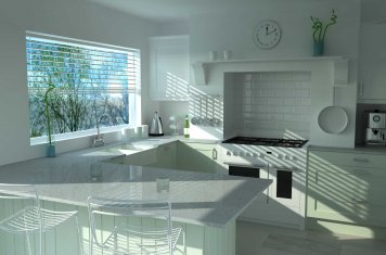 Shaker style kitchen high resolution render