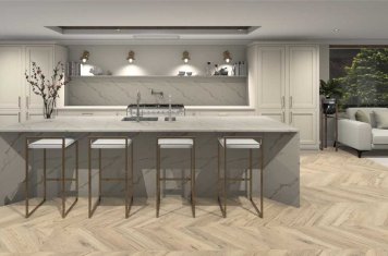 inframe shaker style kitchen with porcelain island